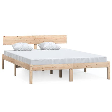 Natural Solid Pinewood Double Bed Frame for Contemporary Bedrooms