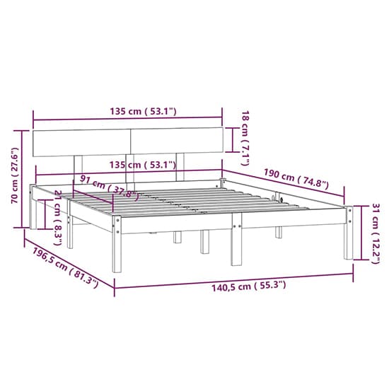 Natural Solid Pinewood Double Bed Frame for Contemporary Bedrooms