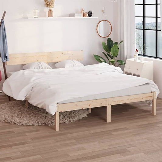 Natural Solid Pinewood Double Bed Frame for Contemporary Bedrooms