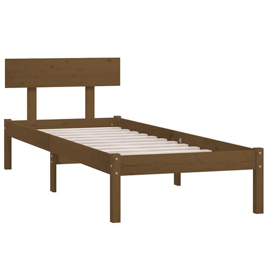 FURCO Phyre Solid Pinewood Single Bed - Honey Brown Finish, Mattress Support, Modern Design