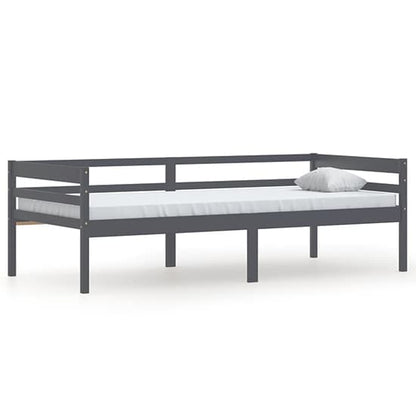 FURCO Dark Grey Solid Pine Wood Single Day Bed for 90x200 cm Mattress