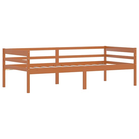 FURCO Honey Brown Pine Wood Single Day Bed with Sturdy Slats for 90 x 200 cm Mattress