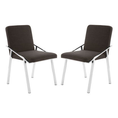 Markeb Black Fabric Dining Chairs With Silver Frame In A Pair