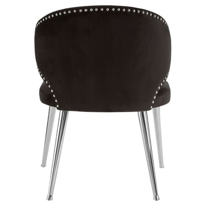 Markeb Black Velvet Dining Chair With Silver Frame In A Pair