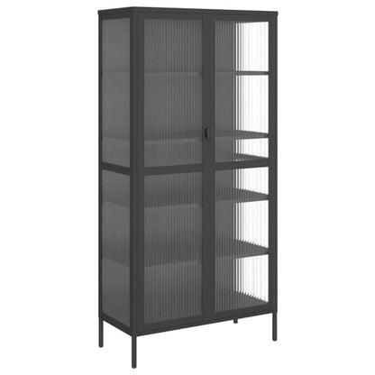 Piper Glass And Steel Display Cabinet With 2 Doors In Black