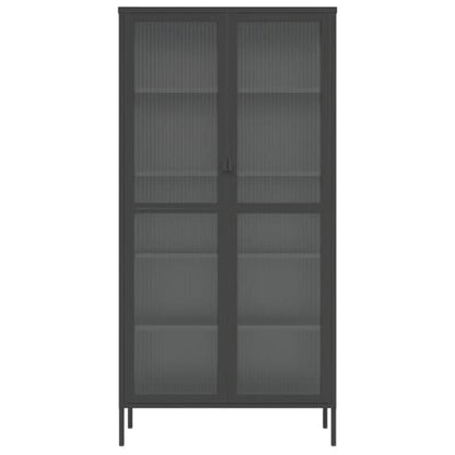 Piper Glass And Steel Display Cabinet With 2 Doors In Black