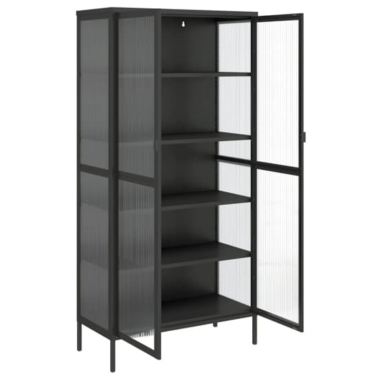 Piper Glass And Steel Display Cabinet With 2 Doors In Black