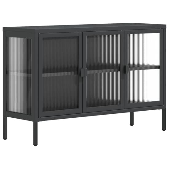 Piper Glass And Steel Sideboard With 3 Doors In Black