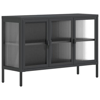 Piper Glass And Steel Sideboard With 3 Doors In Black