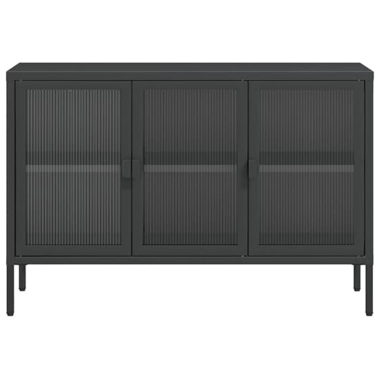 Piper Glass And Steel Sideboard With 3 Doors In Black