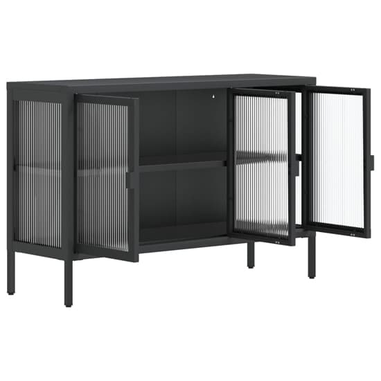 Piper Glass And Steel Sideboard With 3 Doors In Black