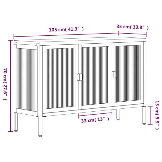 Piper Glass And Steel Sideboard With 3 Doors In Black