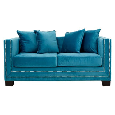 Pipirima Upholstered Velvet 2 Seater Sofa In Cyan Blue