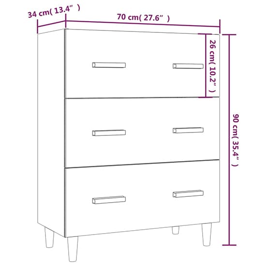 Pirro High Gloss Chest Of 3 Drawers In White