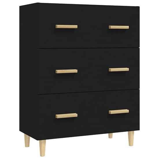 Black Engineered Wood Chest of 3 Drawers for Stylish Storage