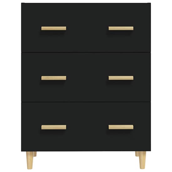 Black Engineered Wood Chest of 3 Drawers for Stylish Storage