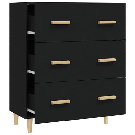 Black Engineered Wood Chest of 3 Drawers for Stylish Storage