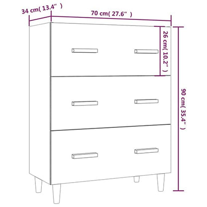 Black Engineered Wood Chest of 3 Drawers for Stylish Storage