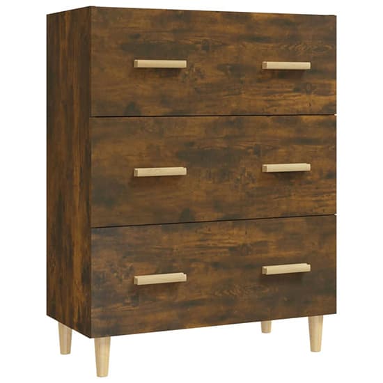 Pirro Wooden Chest Of 3 Drawers In Smoked Oak