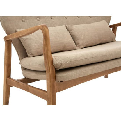 Porrima 2 Seater Sofa In Beige With Natural Wood Frame