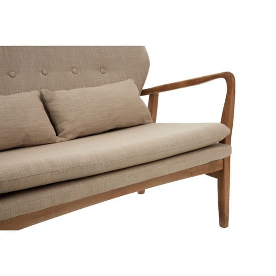 Porrima 2 Seater Sofa In Beige With Natural Wood Frame