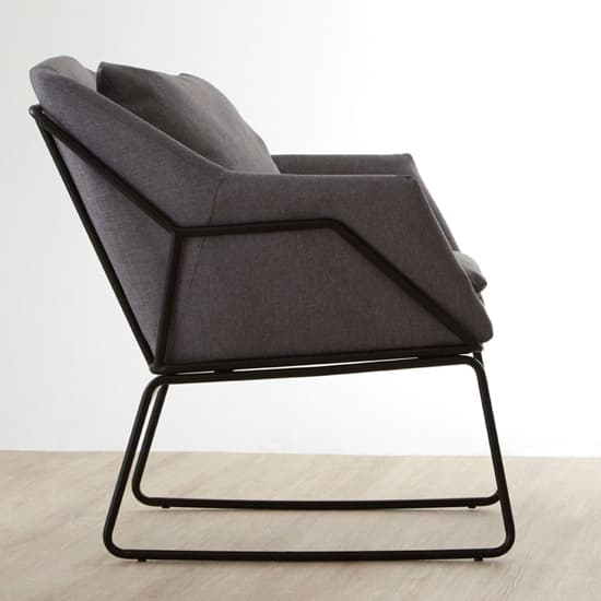 Scandi Accent Armchair in Grey Fabric with Flared Armrests and Black Legs