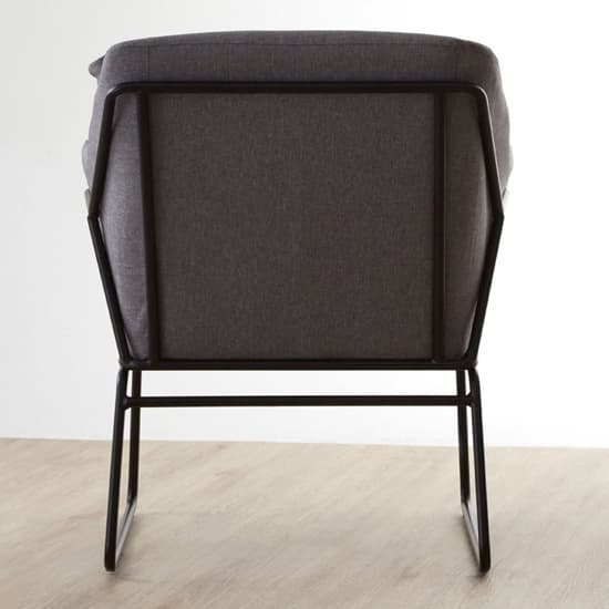 Scandi Accent Armchair in Grey Fabric with Flared Armrests and Black Legs