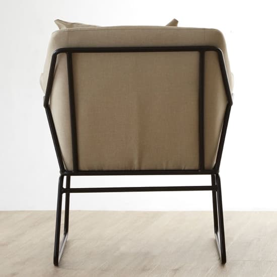 Scandi Accent Armchair in Mink Fabric with Black Legs and Cushion