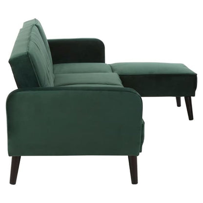 Porrima Upholstered Velvet 3 Seater Sofabed In Dark Green