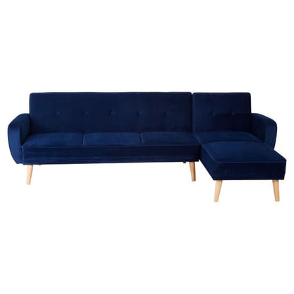 Porrima Upholstered Velvet 3 Seater Sofabed In Navy Blue