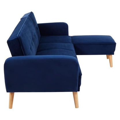 Porrima Upholstered Velvet 3 Seater Sofabed In Navy Blue