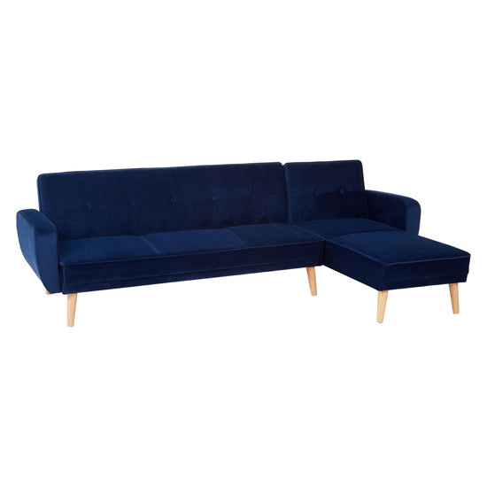 Porrima Upholstered Velvet 3 Seater Sofabed In Navy Blue