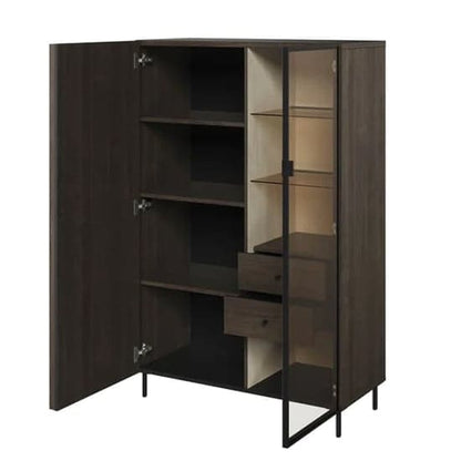 Prato Wooden Display Cabinet 2 Doors In Portland Ash With LED