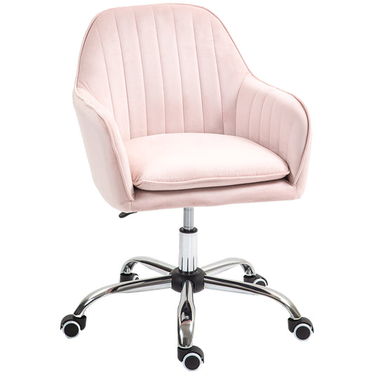 HOMCOM elvet-Feel Tub Office Chair, with Seat Cushion - Pink