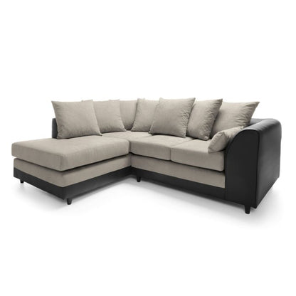 Linacre Fabric Corner Sofa - Left Arm Brown and Black