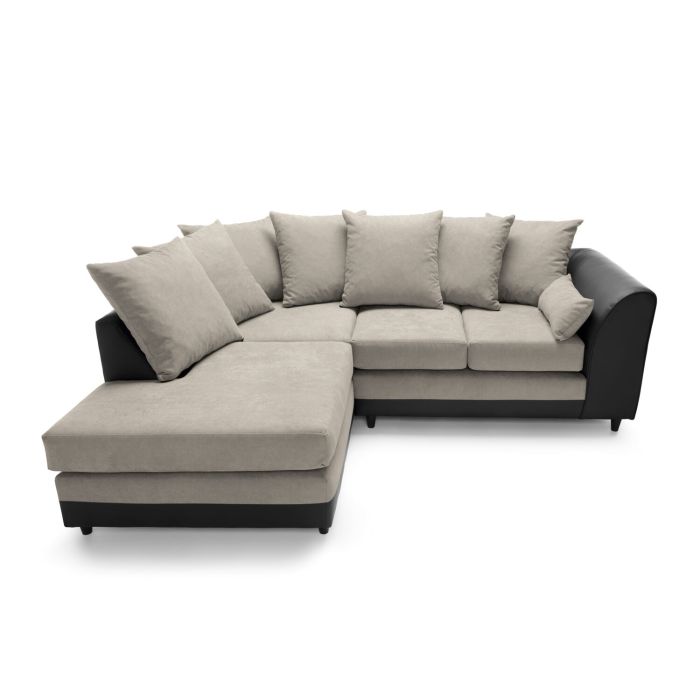 Linacre Fabric Corner Sofa - Left Arm Brown and Black