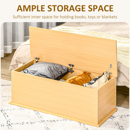 HOMCOM ooden Storage Box Clothes Toy Chest Bench Seat Ottoman Bedding Blanket Trunk Container with Lid - Burlywood