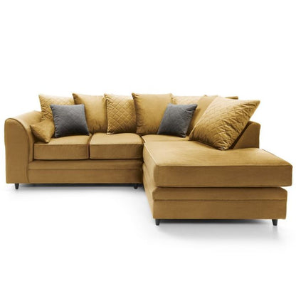 Modern Velvet Corner Sofa with Hydrophobic Fabric - Elegant Design in Antique Gold