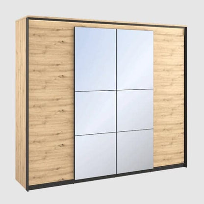 Artisan Oak Mirrored Wardrobe with LED Lighting and 2 Hinged Doors