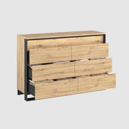 Qesso Wooden Chest Of 6 Drawers In Artisan Oak With LED