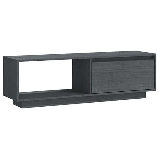 Grey Pinewood TV Stand with Door and Shelf for Living Room Storage