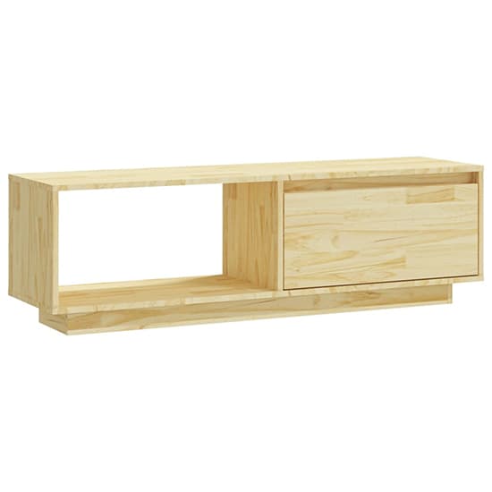 FURCO Natural Pinewood TV Stand with Door and Shelf for Organized Living Room