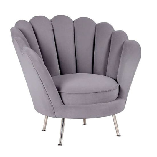 Dark Grey Velvet Tub Chair with Chrome Legs - Modern Upholstered Seating for Living Room and Bedroom