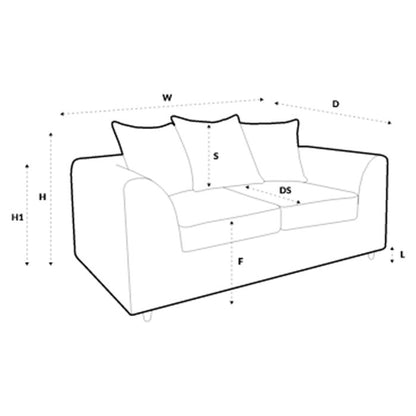 Modern Cream Velvet 2-Seater Sofa with Scatter Back Cushions