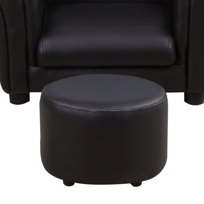 HOMCOM oddler Chair Single Seater Kids Sofa Set, 54 x 42 x 41cm, Kids Sofa with Stool, Black