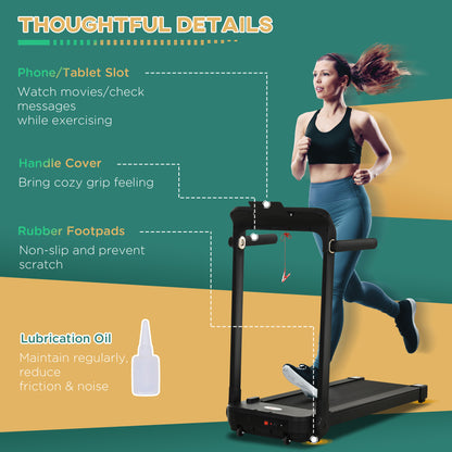 HOMCOM 00W Foldable Steel Motorised Treadmill Running Machine w/ LCD Monitor Black