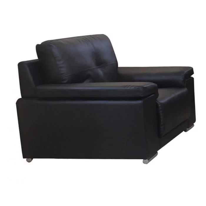 Richmond Luxe Comfort Classic Bonded Leather and PU 1-Seater Sofa in Black