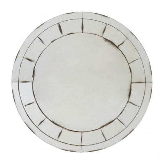 Raze Round Mosaic Effect Wall Mirror In Antique Silver Frame