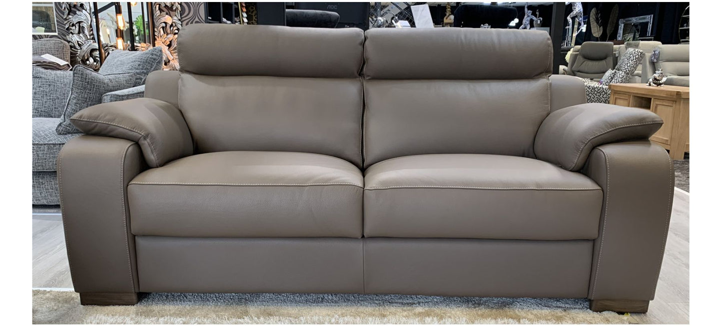 Refrain 3+2 New Trend Taupe Brown Semi Aniline Sofa Set With Wooden Legs And Contrast Stitching