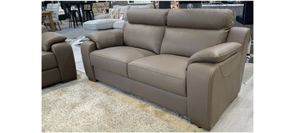 Refrain 3+2 New Trend Taupe Brown Semi Aniline Sofa Set With Wooden Legs And Contrast Stitching